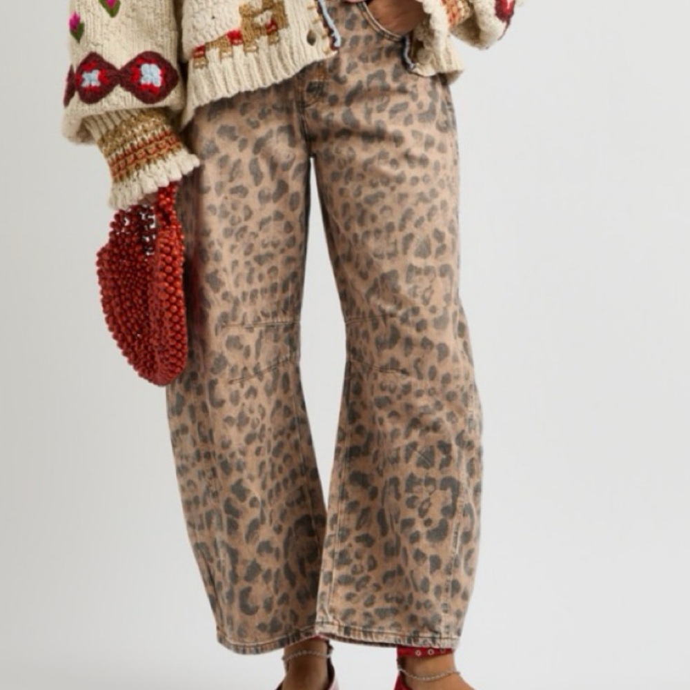 We The Free Leopard Print Flare Jeans